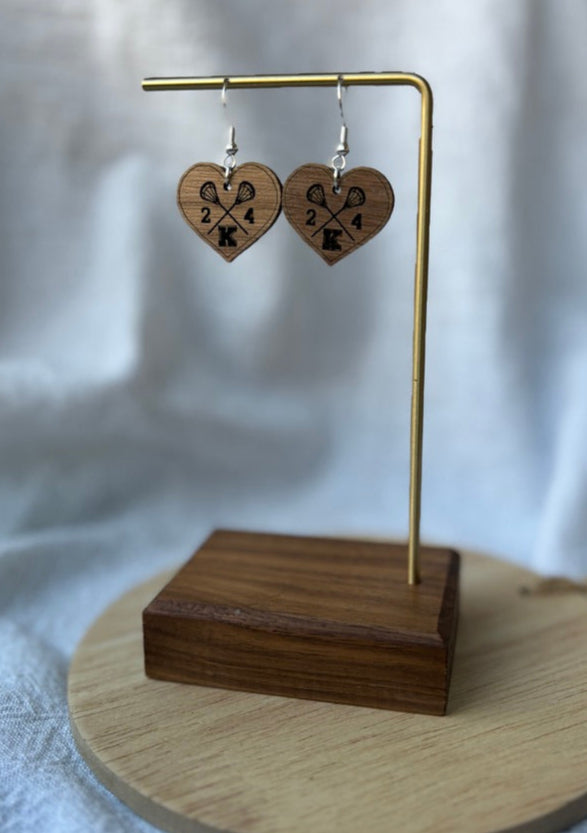 Customized Lax Heart Earrings
