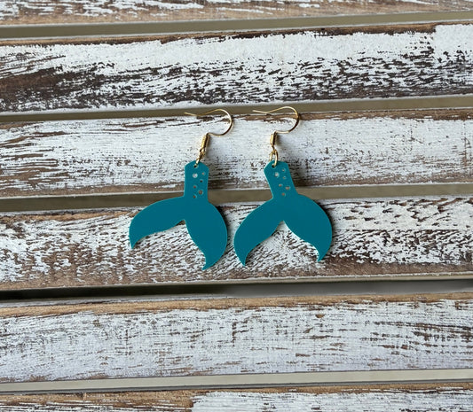 Acrylic Mermaid Dangle Earrings, Customizable hardware and color