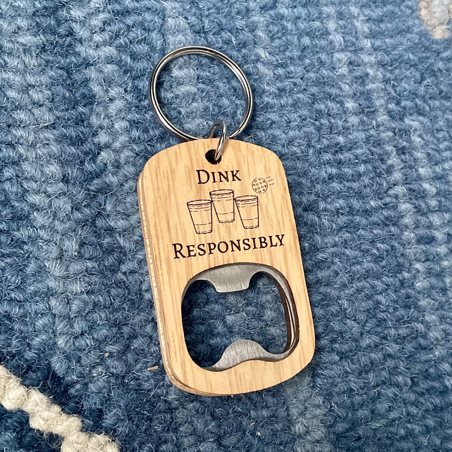 Dink Responsibly bottle opener keychain