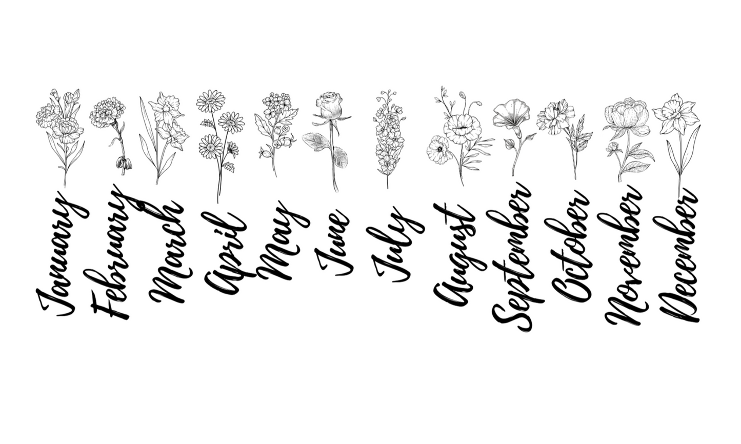 Months with corresponding birth flowers