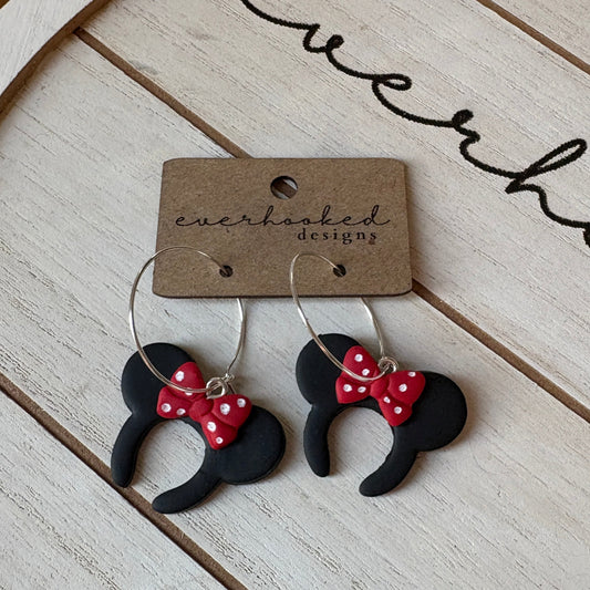 Mouse Ear and Bow Headband Earrings