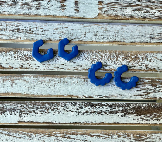 Blue clay hoop earrings 
