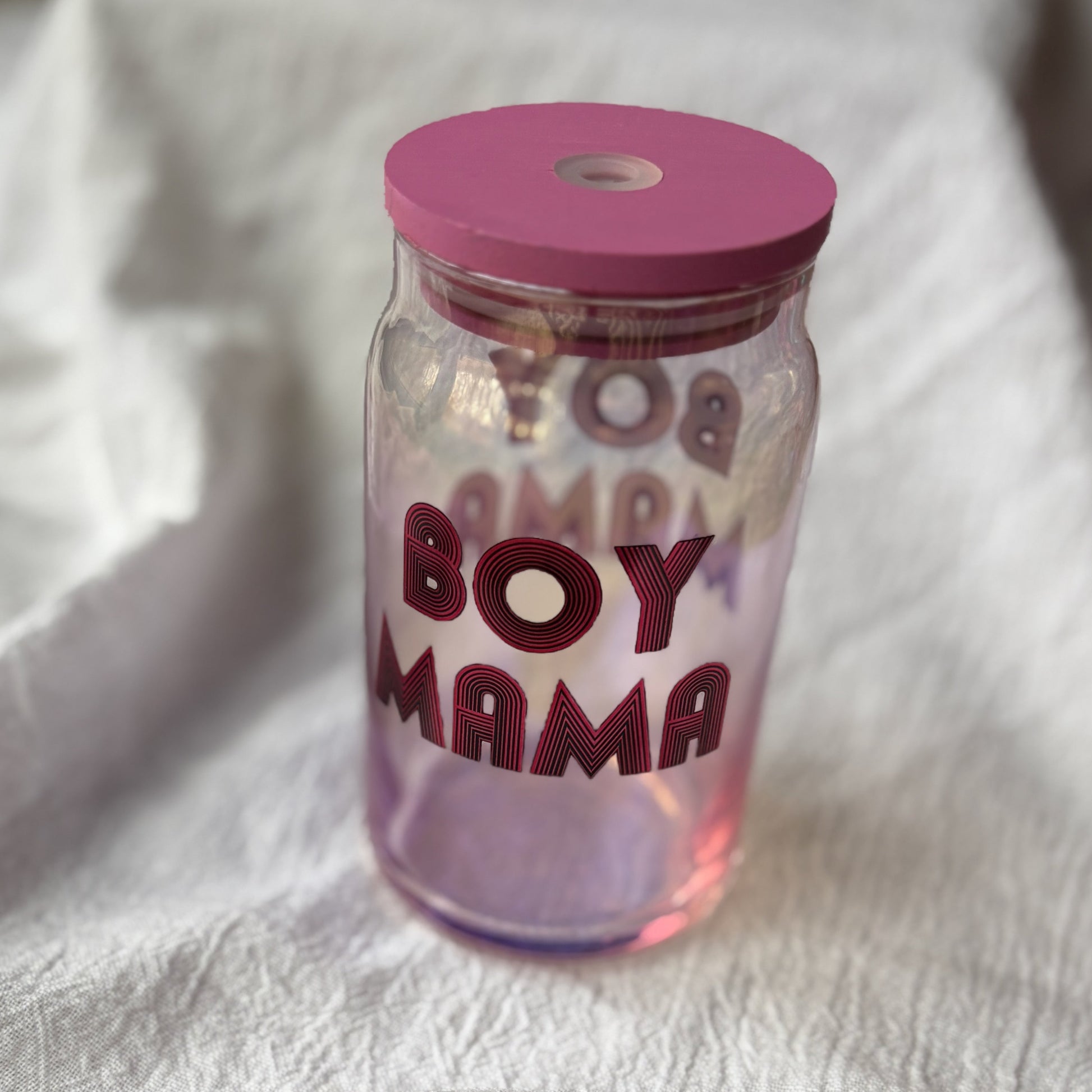 Boy Mama Sipper Tumbler with Pink Lid
